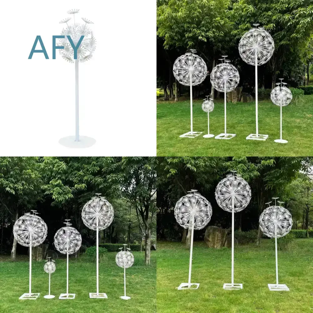 Outdoor Dandelion Sculpture for Garden Landscape Decoration Lawn Ornament Iron Decorative Art for Real Estate Outdoor