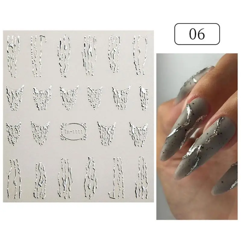 Kolorowa atramentowa kwitnąca marmurowa naklejka na paznokcie geometryczna francuska metalowa naklejka listowa artystyczny Manicure do paznokci CHSTZ-CS203