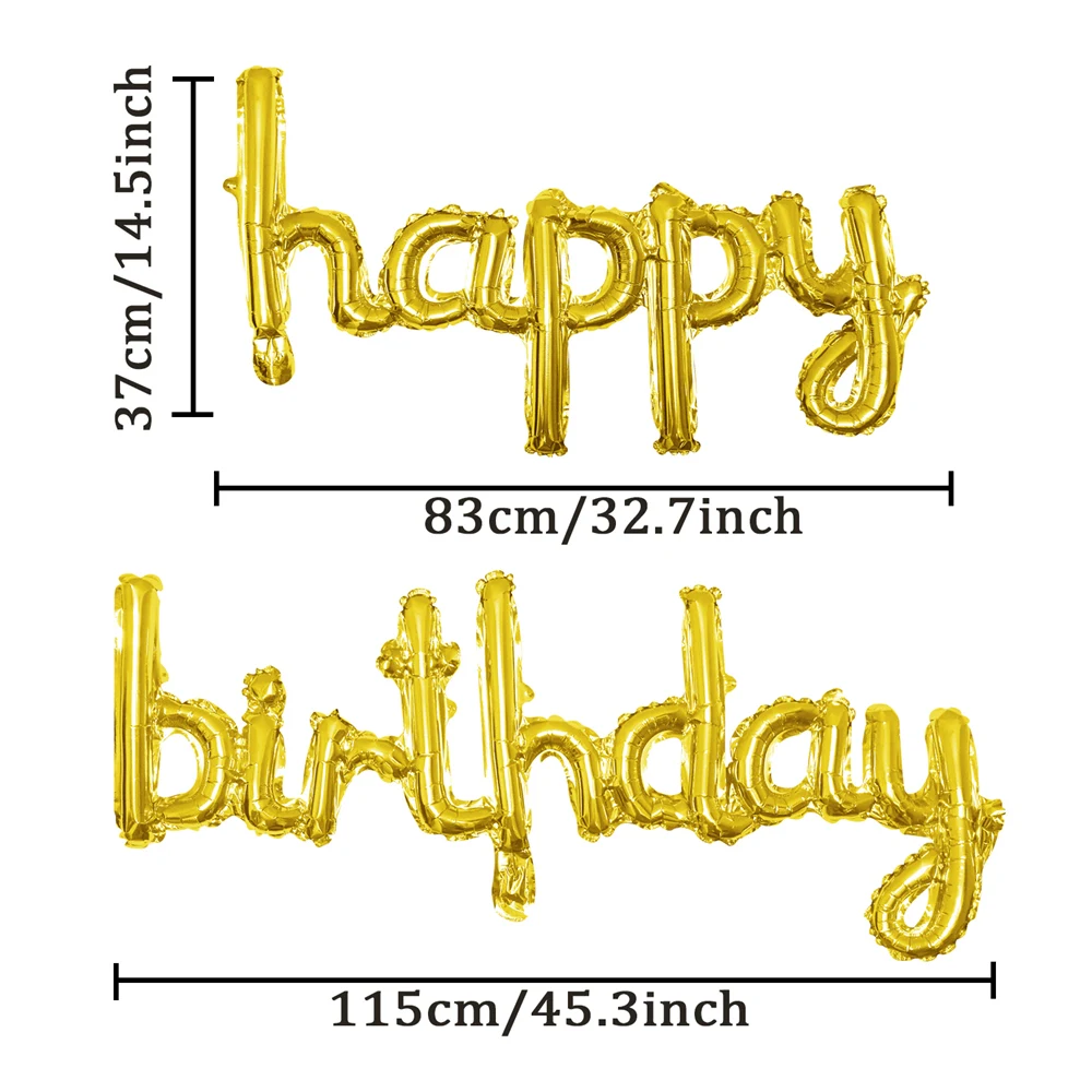 1 Beutel, 40,6 cm, verbunden, alles Gute zum Geburtstag, Buchstabenfolie, kursiver Schrift, Ballon, hängende Banner für Kinder und Erwachsene, Geburtstagsparty-Dekoration – Detail 1