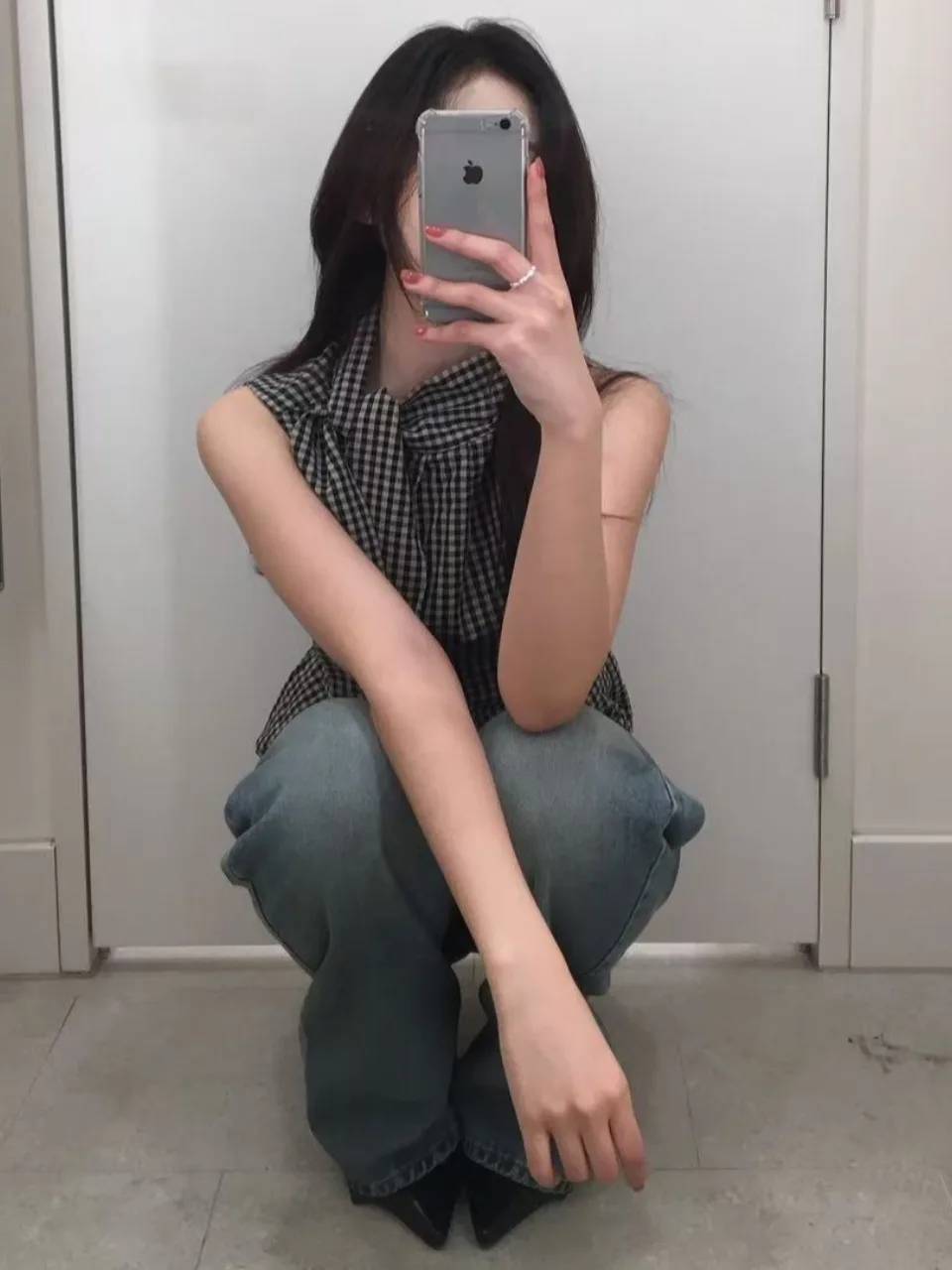 Retro Plaid Short Sleeveless Shirt Stylish Summer 2026 Korean Style Versatile Checkered Print Women's Outerwear Top