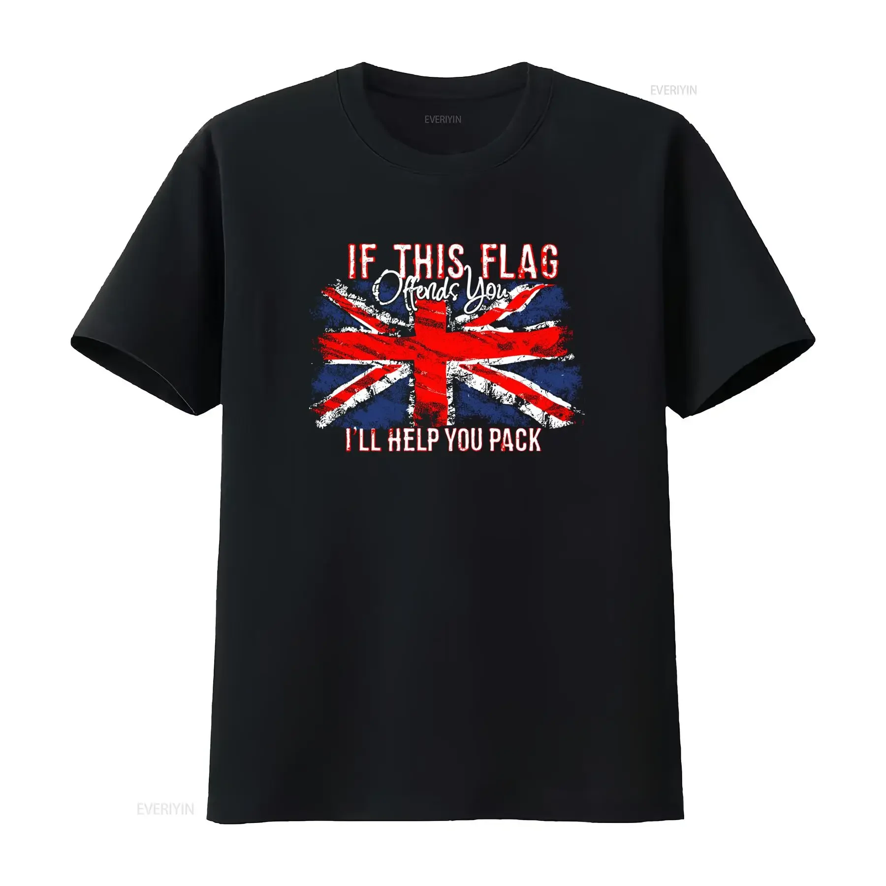 Wenn diese Flagge Sie beleidigt, helfe ich Ihnen bei der Verpackung. Union Jack Großbritannien Herren-T-Shirt, 100 % Baumwolle, Vintage-Waschung, leicht grafisch verarbeitet.