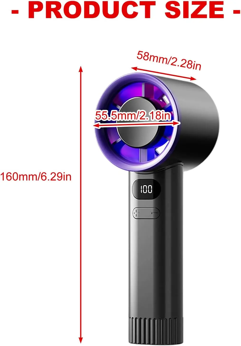 휴대용 휴대용 팬-100 속도 조절 가능한 냉각 충전식 팬 여행용 디지털 디스플레이가 있는 조절 가능한 터보