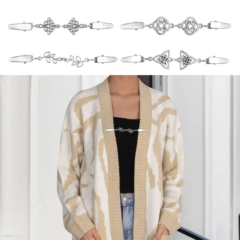 Unisex Alloy Cardigan Clip Anti Slip Buckle Collar Clip Geometric Cloak Buckle Men