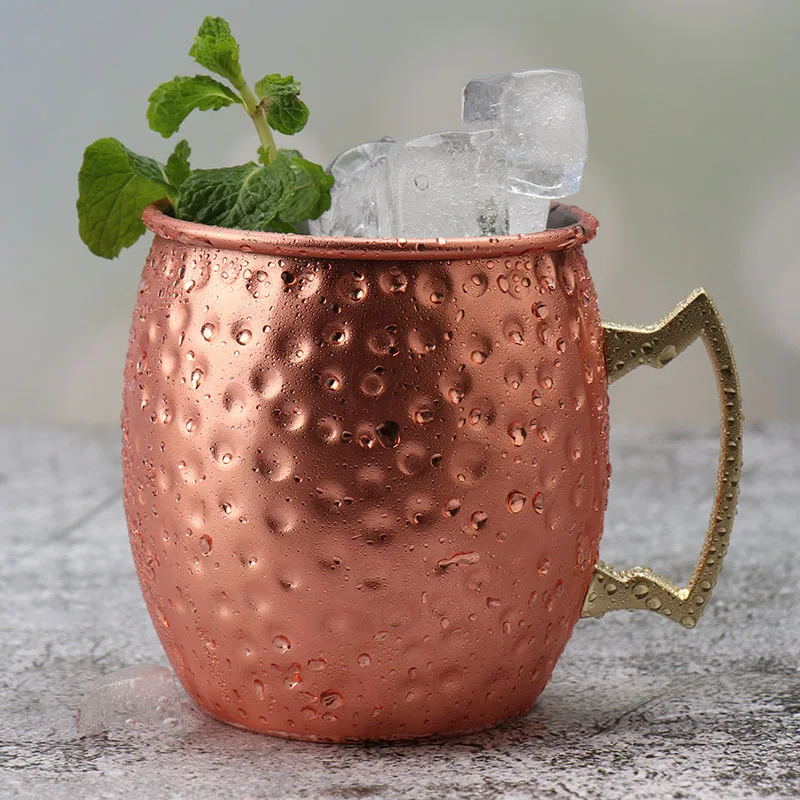 Aço Moscow Mule Caneca Banhado Cerveja Copo De Vinho Caneca De Cocktail Com Alça