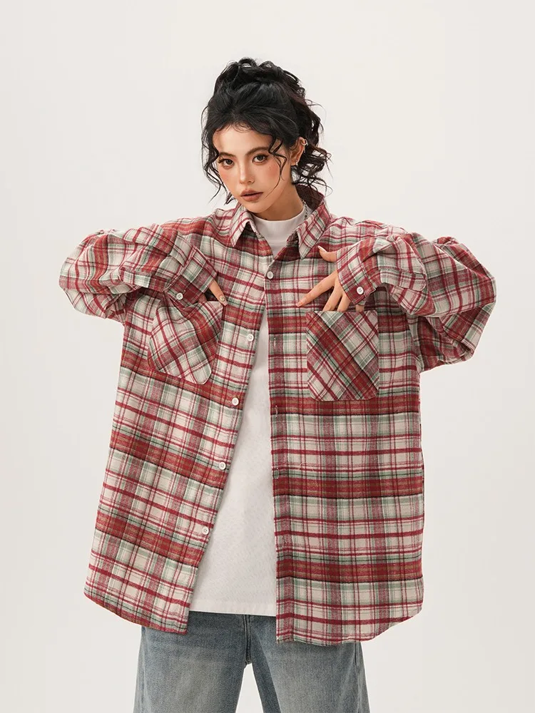 قميص رجالي كبير الحجم مستوحى من Y2k بأكمام طويلة وجيوب مزدوجة مقصوصة مناسب للجنسين ملابس الشارع الحضرية على الموضة #4