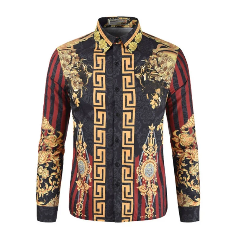 Men's New Fashion Men's Long Sleeve Shirt Top Gold Red Purple Button Shirt Fashion Luxury Soft Comfort Toplong sleeve t shirt me