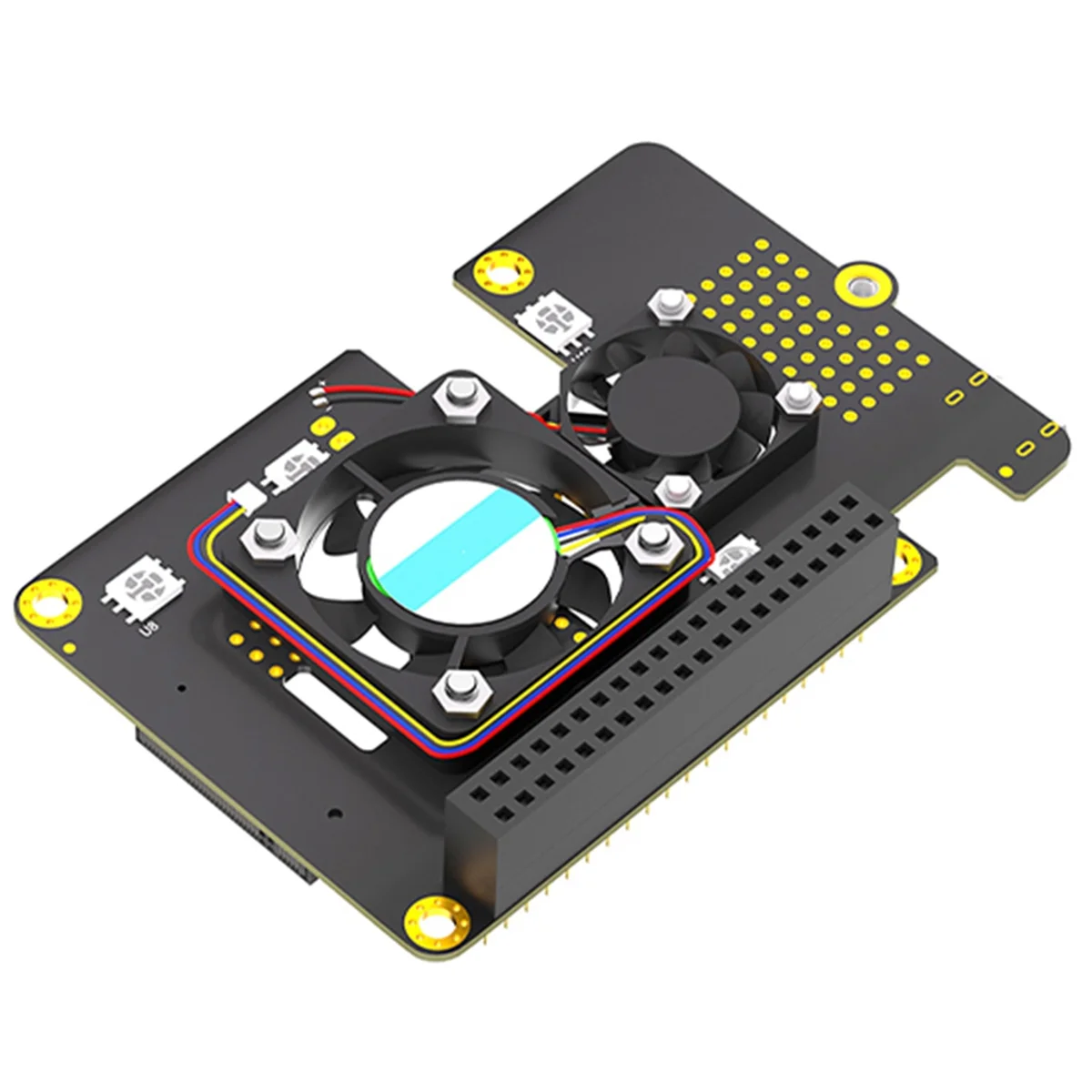 BFYLДля Raspberry Pi 5 PCIe to M.2 NVMe SSD HAT 3in1 с двумя вентиляторами Gen2 Gen3 для 2230 2242 2260 2280 M.2 M-Key NVMe SSD