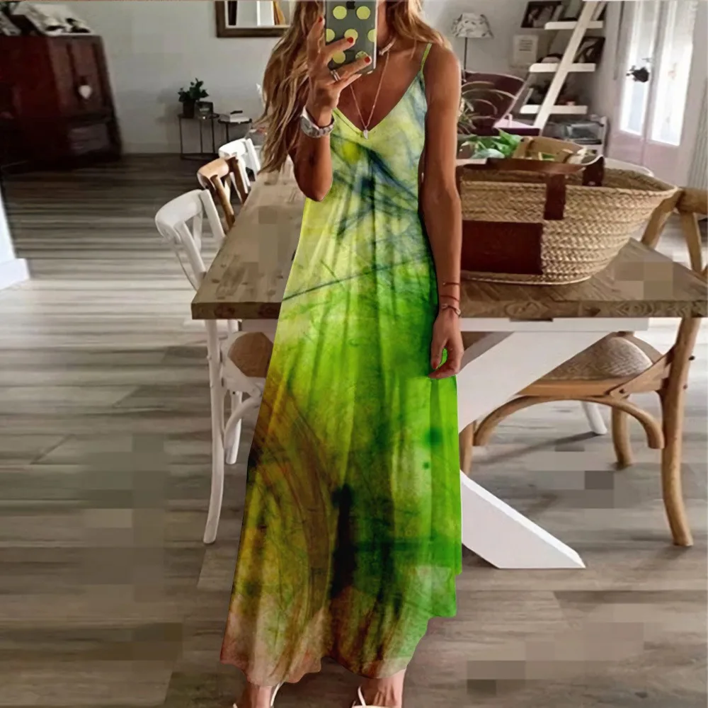 Vestido largo de verano sin mangas para niña, traje elegante con teñido anudado, Sexy, de lujo, para fiesta y playa