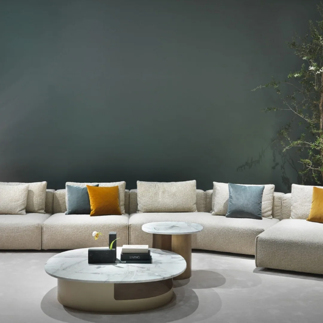 Marble coffee table living room household small apartment new Italian light luxury minimalist creative round coffee table