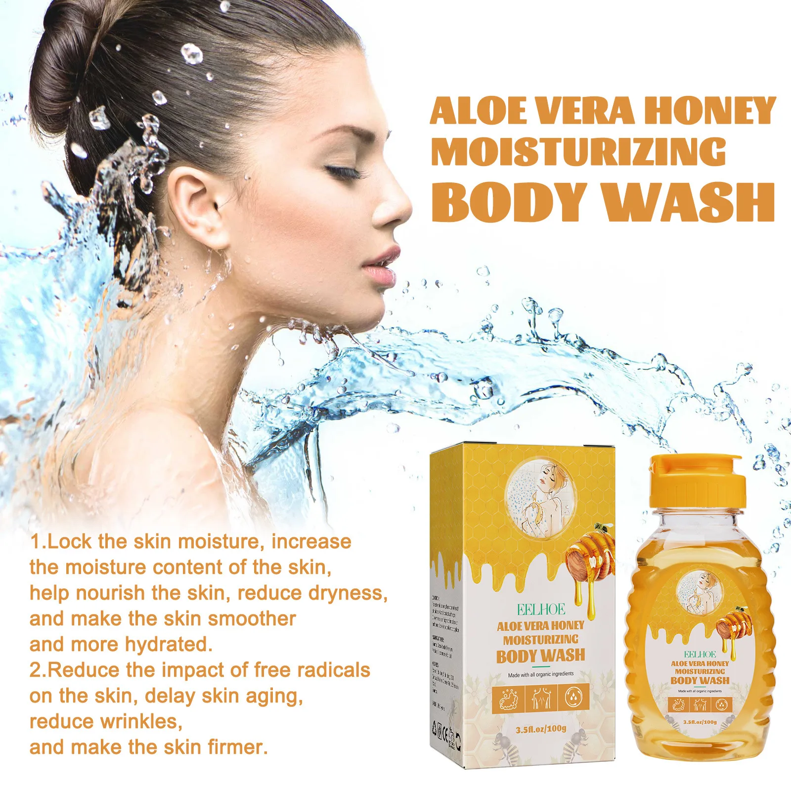 Honey Shower Gels Refreshing Moisturizing Body Wash Smooth Gentle Cleansing Exfoliating Brighten Whitening Skin Bath Lotion 100g