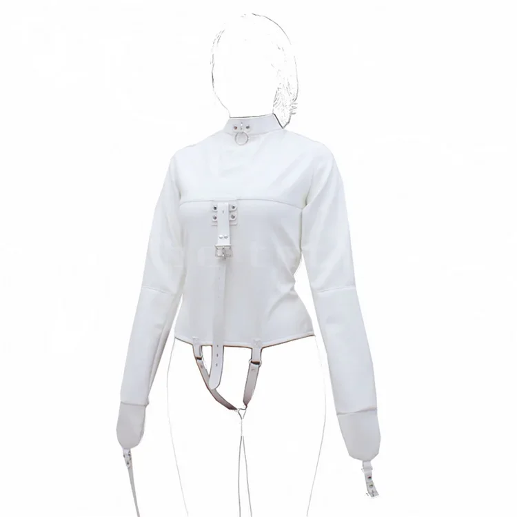 Female Pu Leather Adjustable Bound Bondage Straight jacket Coat Body Harness Women Roleplay Game Sex Toys for Adult Couple