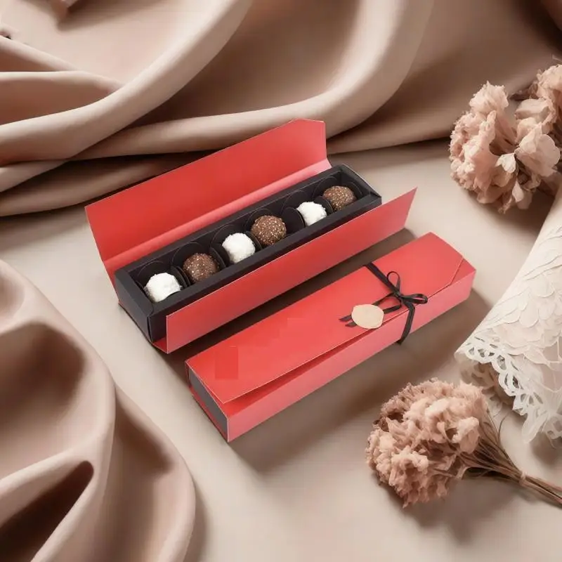 5Pcs Long Box Chocolate High End Paper Box Version Single Grid Long Strip Wedding Candy Box Jewelry Packaging