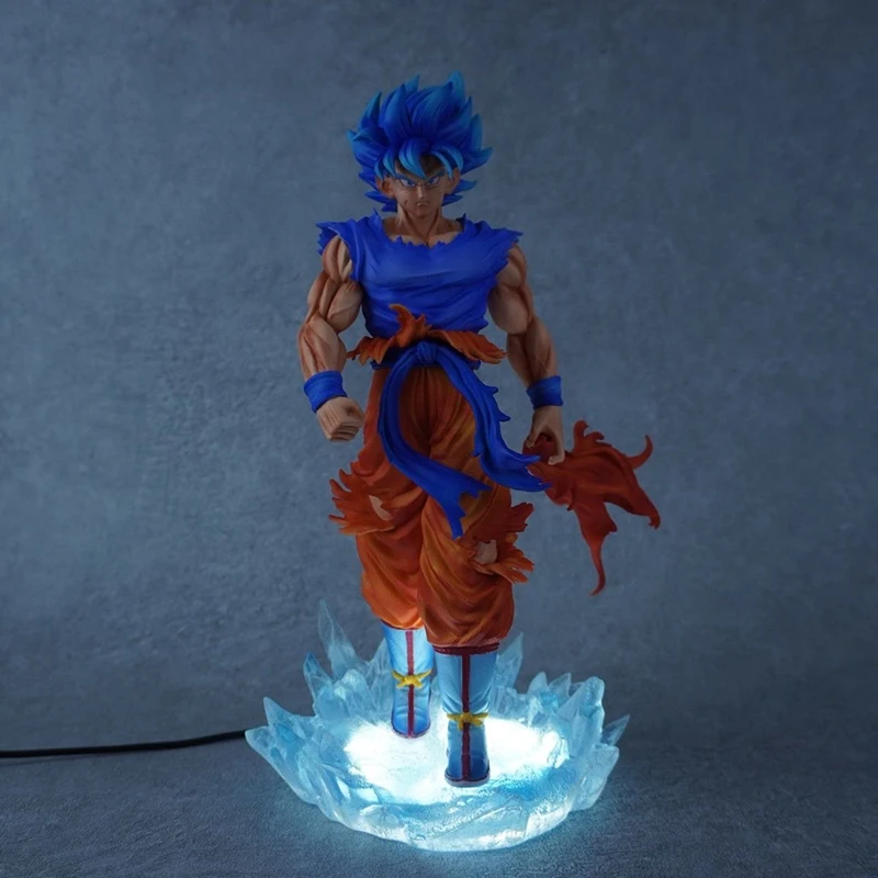 Figurka Anime Dragon Ball Kirin Ultra - Niebieski Goku 32 cm, Figurka Akcji z Dwoma Głowami, Świecąca Statuetka Kolekcjonerska, Model, Ozdoba, Zabawka