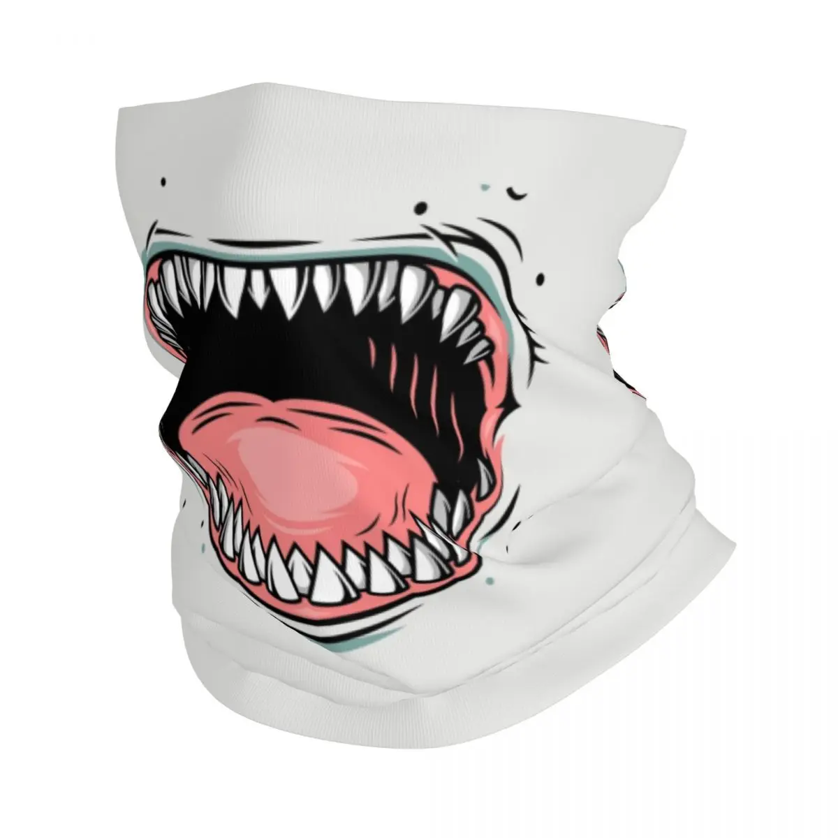 Shark Teeth Bandana Neck Gaiter Printed Sea Animal Balaclavas Wrap Scarf Warm Headband Riding Unisex Adult Washable