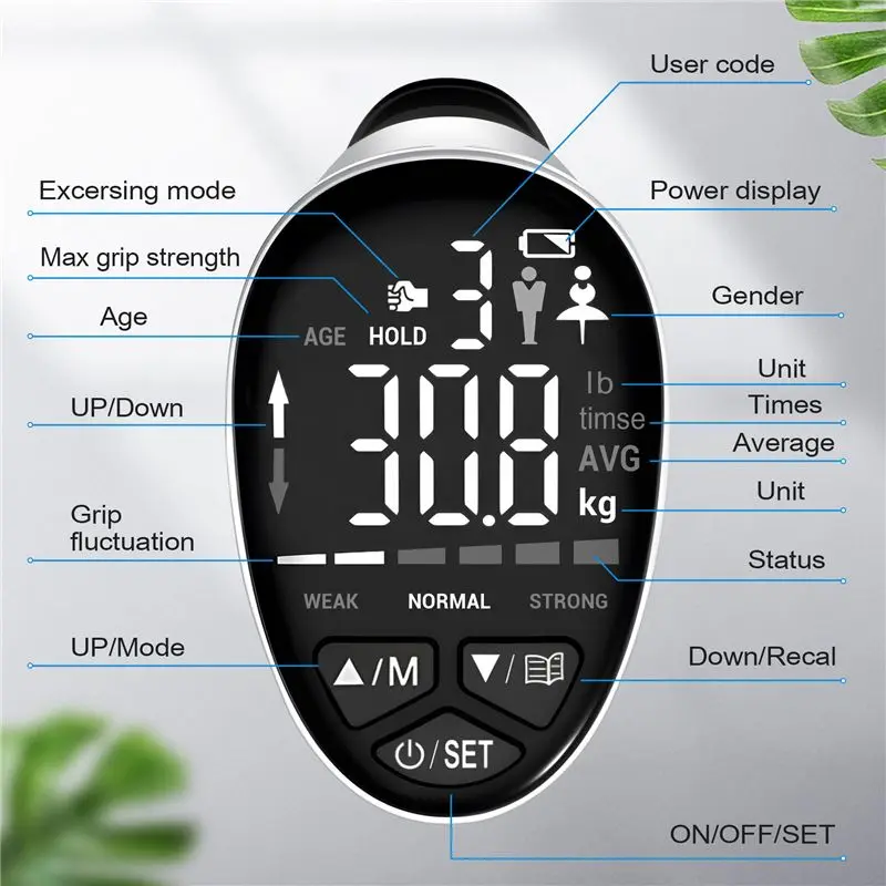 RTENTE-Grip Strength Trainer, Grip Strength Tester Hand Grip Exerciser Auto Capturing Digital Hand Dynamometer