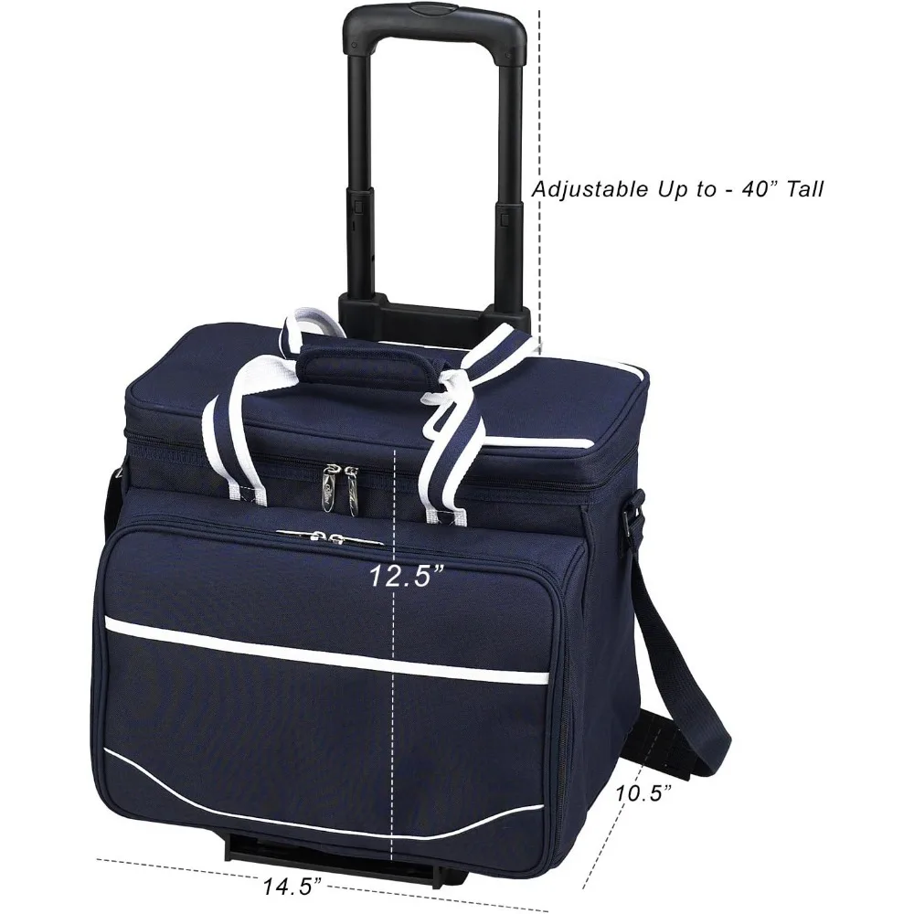 Original Insulated Picnic Cooler with Service for 4 on Wheels-Designed & Assembled in the USA