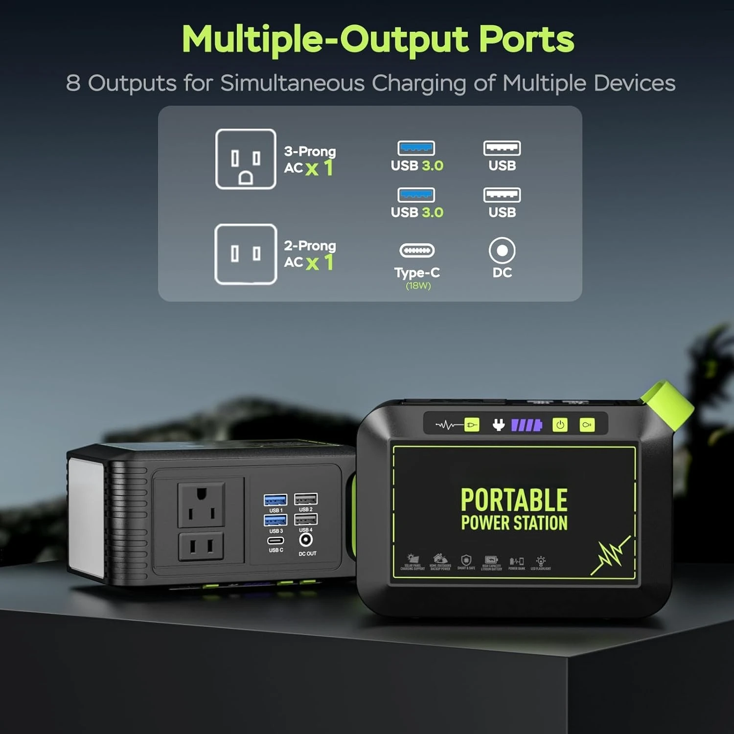 

Генератор на солнечной энергии мощностью 80 Вт с панелями, 25 Вт в комплекте, портативная электростанция с литиевой батареей емкостью 88,8 Втч и розеткой переменного тока, пик 120 Вт