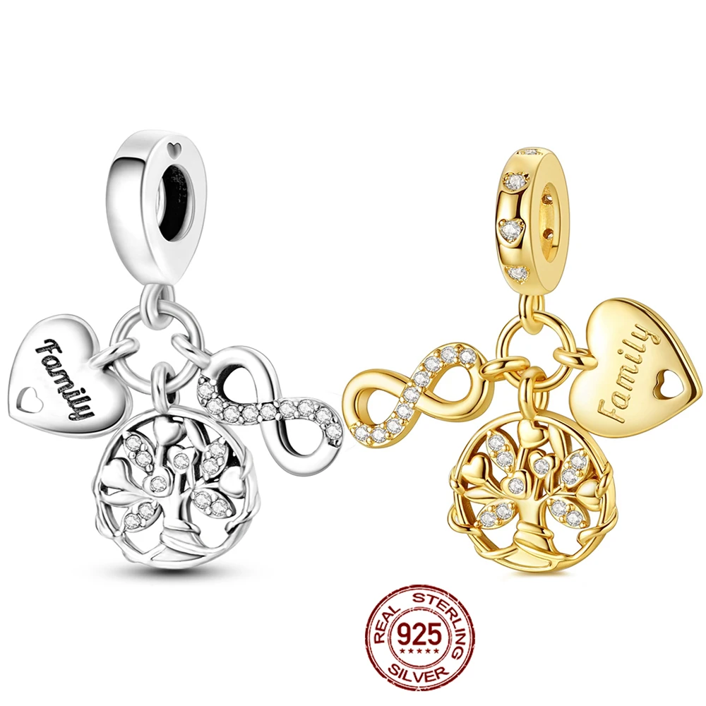 

New In 925 Sterling Silver Golden Life Tree Charms Beads Pendant Jewelry Fit Original 925 Bracelet For Women DIY Gift