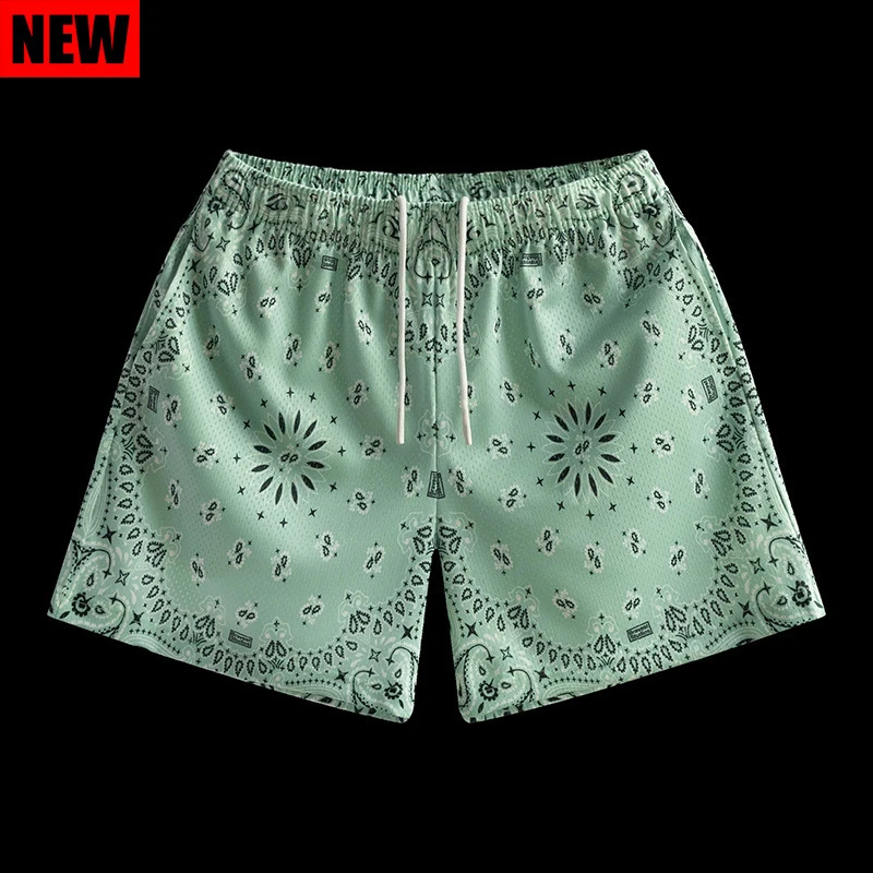 American Style Paisley Casual Shorts Men\'s Fitness Exercise Short-Length Pants Quick-Drying Breathable Running Basketball Pants