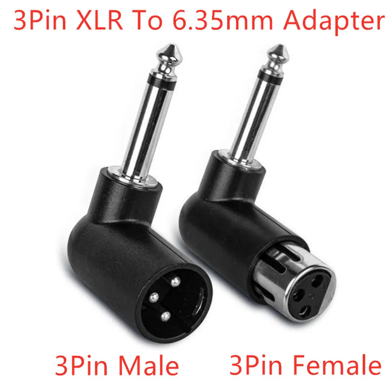 90 degree angle 3Pin XLR Female male To 1/4