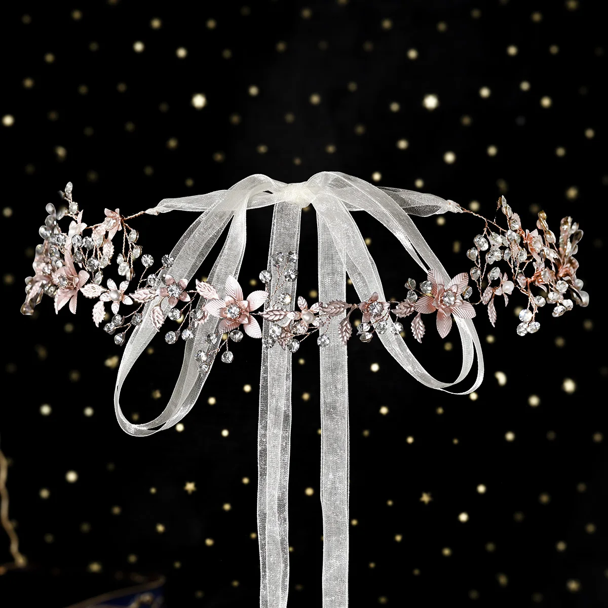 Heavy Duty Rose Gold Metallic Floral Bridal Belt Sparkling Rhinestone Beads Elegant Waist Chain Bridal Wedding Jewelry Accessor