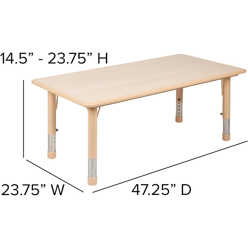 Natural Plastic Adjustable Activity Table-School Table for 6