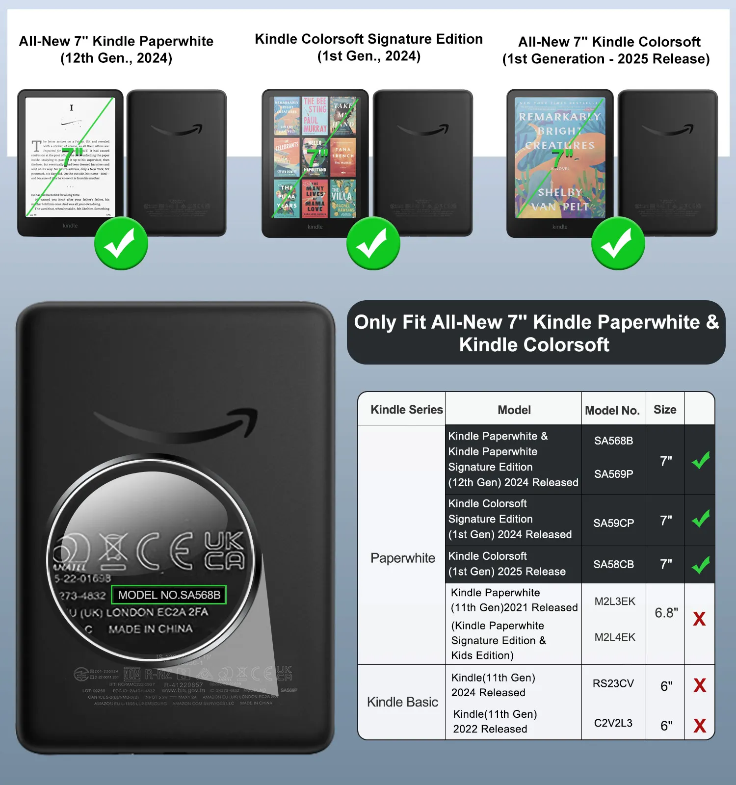 MoKo 360 °   Obrotowe etui na Kindle Paperwhite 7 cali (12. generacja, 2024) i Kindle Colorsoft (2024/2025), przezroczysty tył, odłączane, magnetyczne, ochronne. — zdjęcie produktu 3