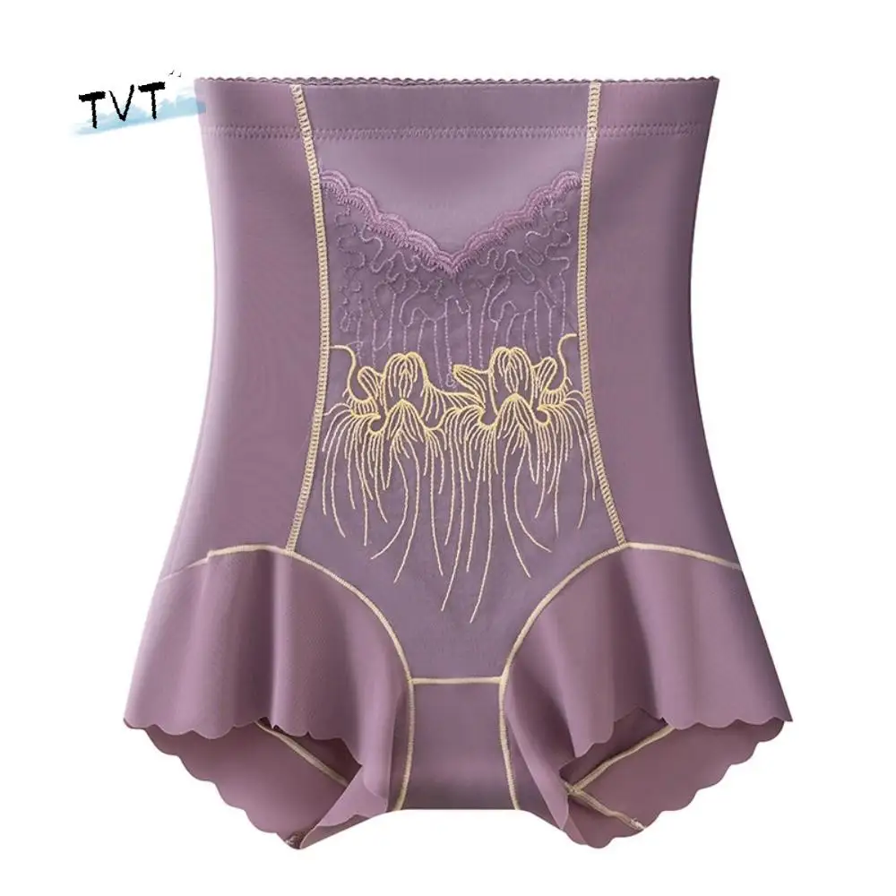 

High Waist Postpartum Body Shaper Embroidery Flower Shapewear Butt Lifter Briefs Floral Panties Waist Trainer