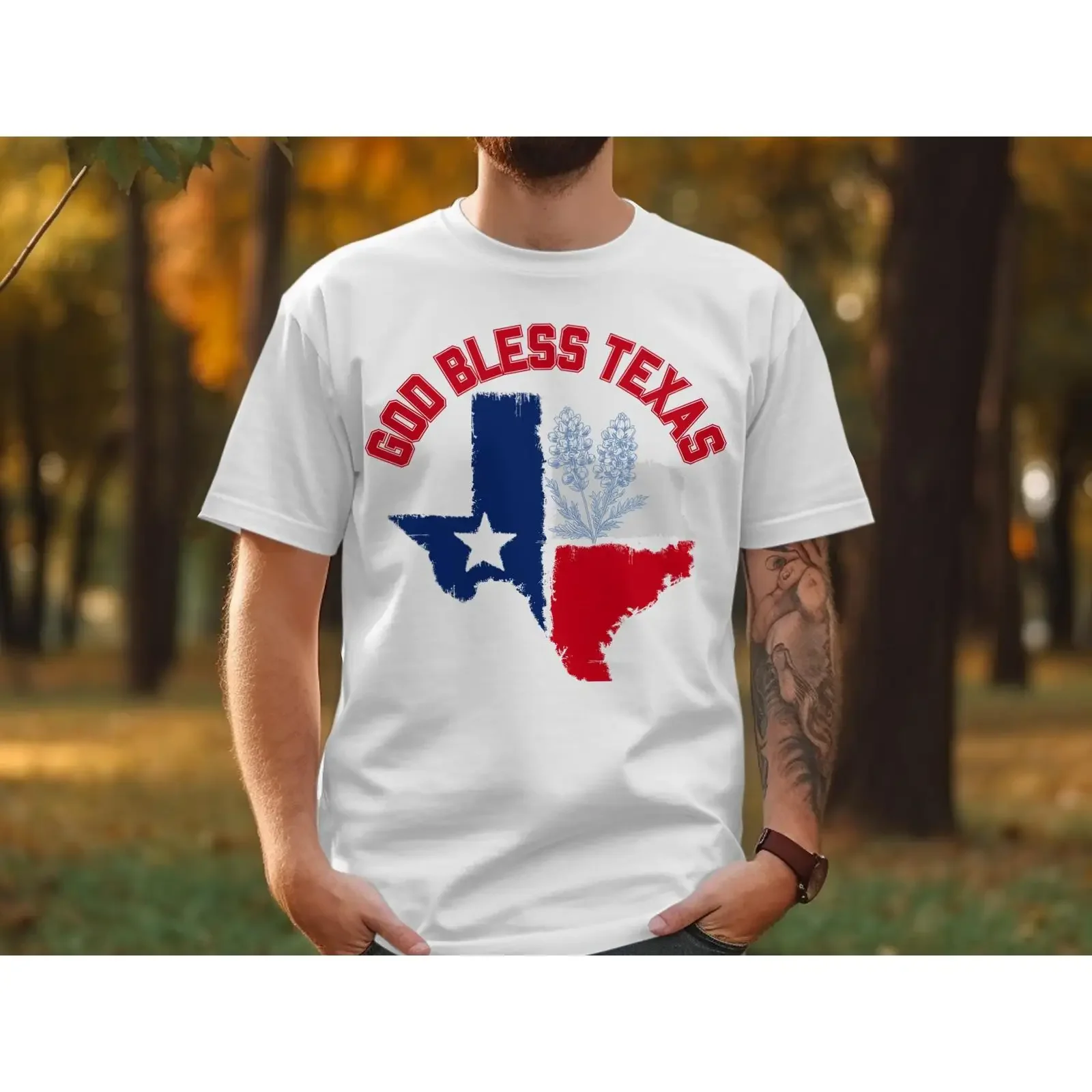 God Bless Texas T Shirt Lone Star State Flag Pride Bluebonnet Souvenir for Him Her vintage Washed Unisex graphic homme