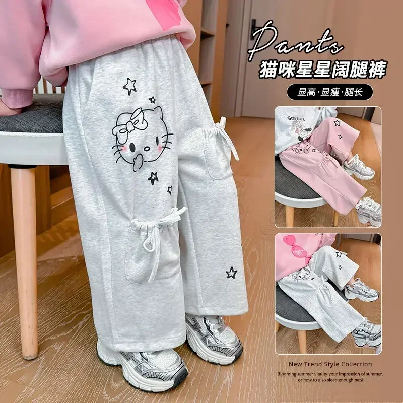 Sanrio Meisjesbroek Koreaanse Versie Schattige Hello Kitty Print Casual Broek Westerse Stijl Sanitaire Broek Kinderen Groothandel