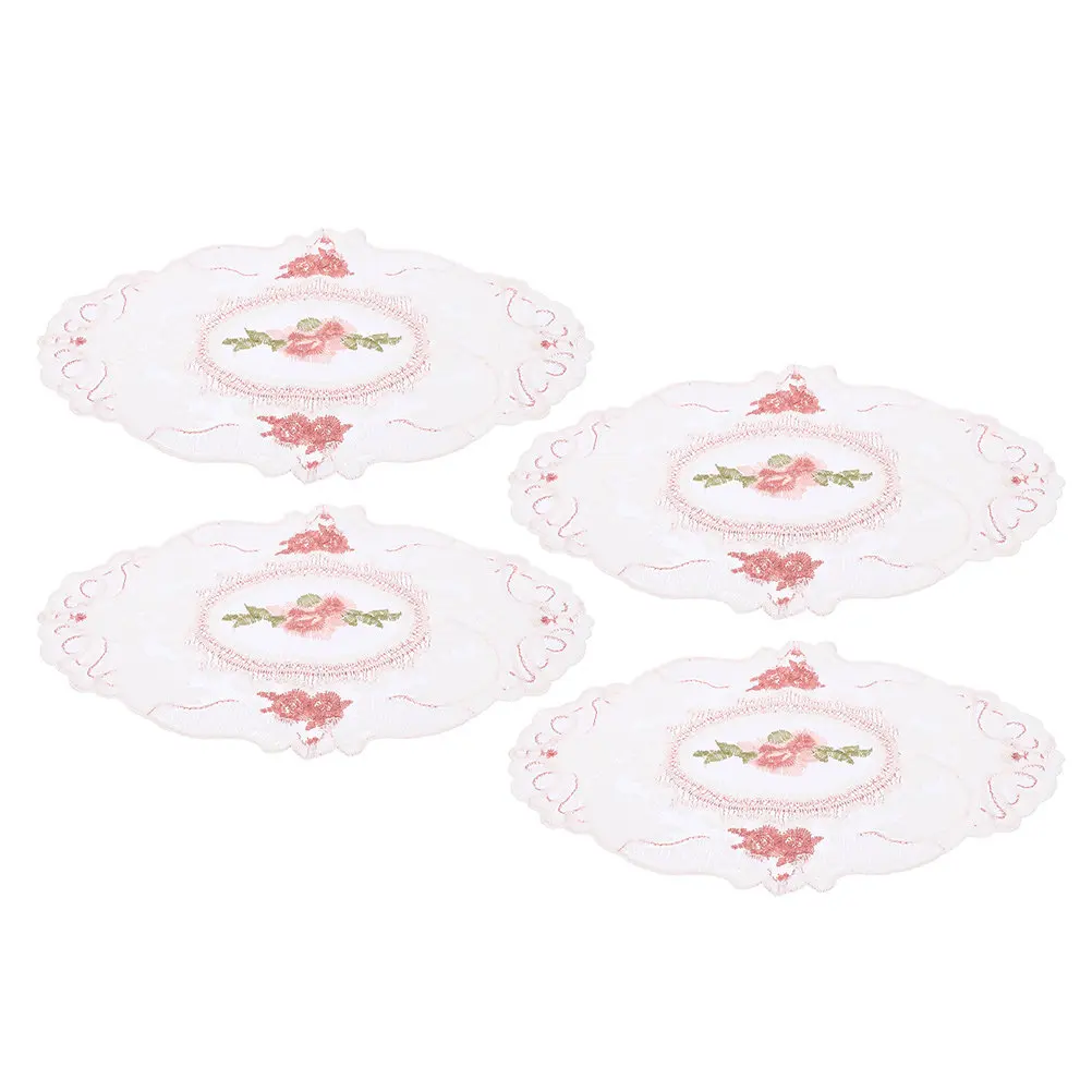 4Pcs Lace Place Mats For Dining Table Placemats Fall Table Decor Exquisite Embroidered French Style Weddings