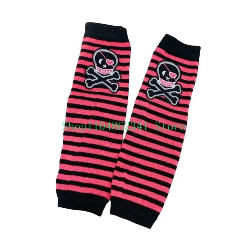 652f-ストライプアームウォーマーアームスリーブ親指穴付き-y2k-アームスリーブ-y2k-アームカバー原宿スカルアームウォーマーパンクアームスリーブ