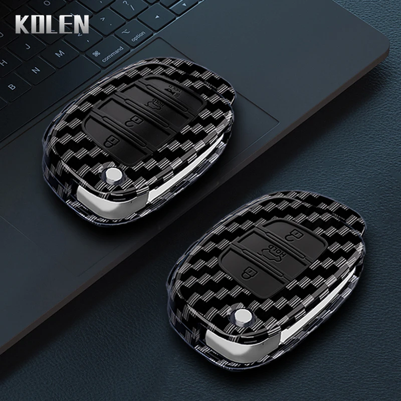 ABS Carbon Fiber Style Car Key Case Cover For Hyundai Solaris Creta iX25 KONA Tucson Santa FE Sonata Elantra iX35 I20 HB20 iX45