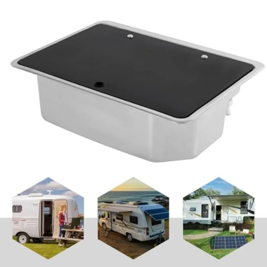 قافلة RV بالوعة قارب الفولاذ المقاوم للصدأ حوض غسيل اليد بالوعة قطرة في شريط وعاء واحد المصارف داخلي RV بالوعة المطبخ مع 2 صنبور و #6