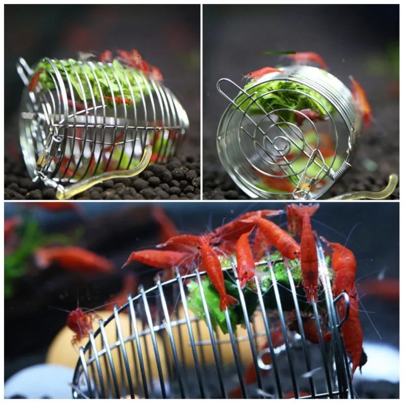 4cm Aquarium Feeding Bowl Stainless Steel Fish Shrimp Small Bait Cage Feeder Dry Spinach Feeding Cage Basket Shrimp Feeding Tool