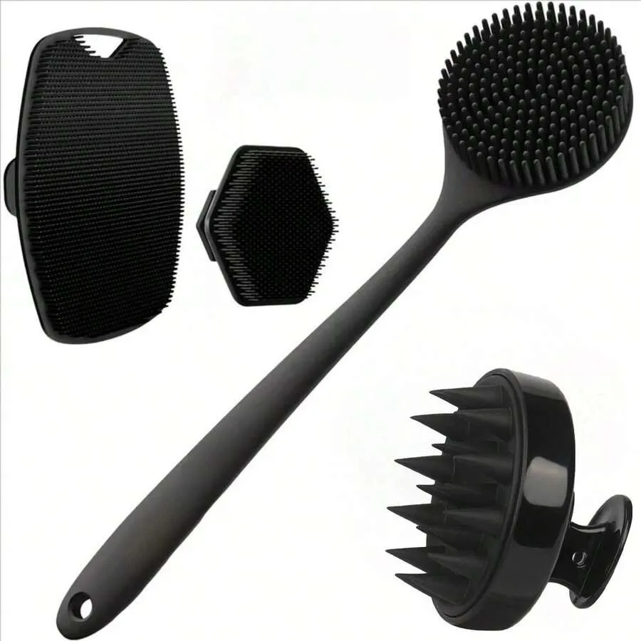 

【New style】4PCS Set Silicone Body Scrubber Soft Exfoliating Brush For Face Gentle Shower Massage And Skin Cleansing Bathroom Ac