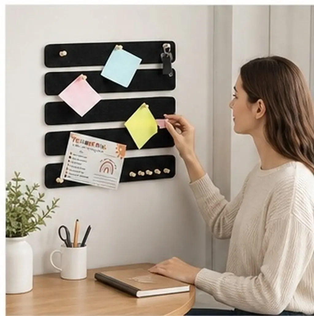5Pcs Felt Memo Strips Adhesive Bulletin Board Strips Easy Pinning Message Display Board for Notes Photos Reminders