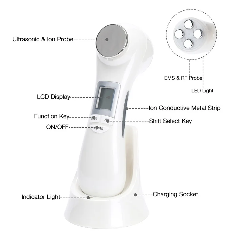 EMS مكركرنت العلاج بالضوء على الوجهين جهاز التجميل بالموجات فوق الصوتية ميزوثيرابي خالي من الإبرة الإنجليزية #3
