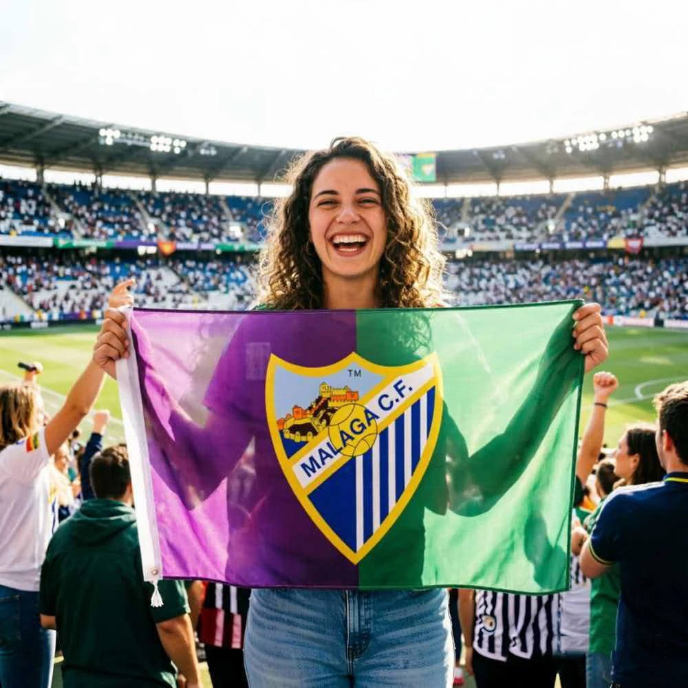 Professional Print Malaga CF Flags- Football Club Team Logo Banderas Decorations for Fans And Spanish