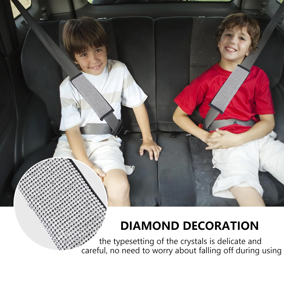 

2Pcs Rhinestone Safety Belt Shoulder Pads Crystal Car Accessories Protection Cover Comfortable Driving Safety Belt Shoulder Pads