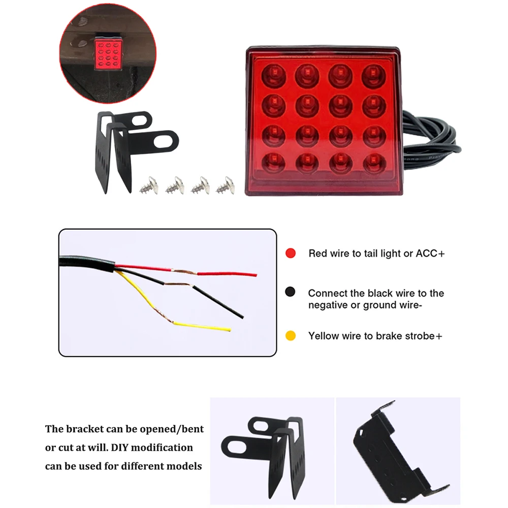 Flash Strobe F1 Style Led Brake Pilot Lights For Car Motorcycle Rear Tail Lights Auto Warning Reverse Stop Safety Bumper Lamps