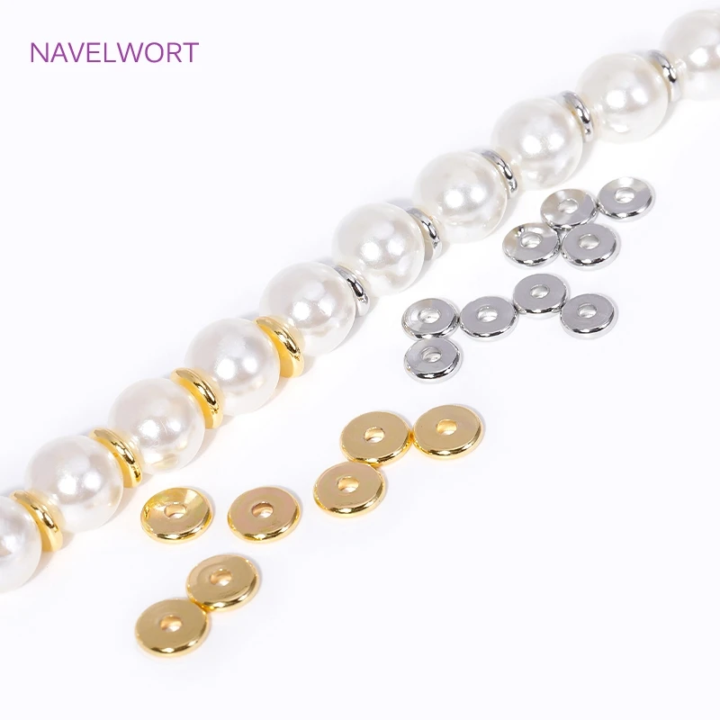 3/4/5/6mm 18K Gold Plated Brass Round Spacer Flat Beads For Jewelry Making Supplies,DIY Bracelet Necklace Making Accessories