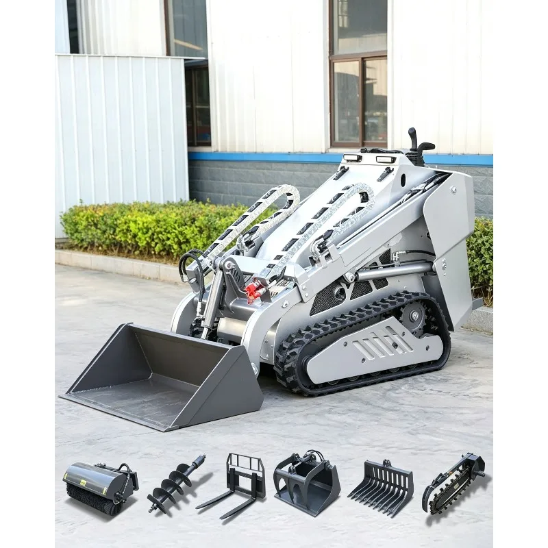 Mini Crawler Skid Steer Loader Compact Skid Steer Loader Skid Steer Loader 1 Ton Plow for Farm Garden Snow Removal Cheap