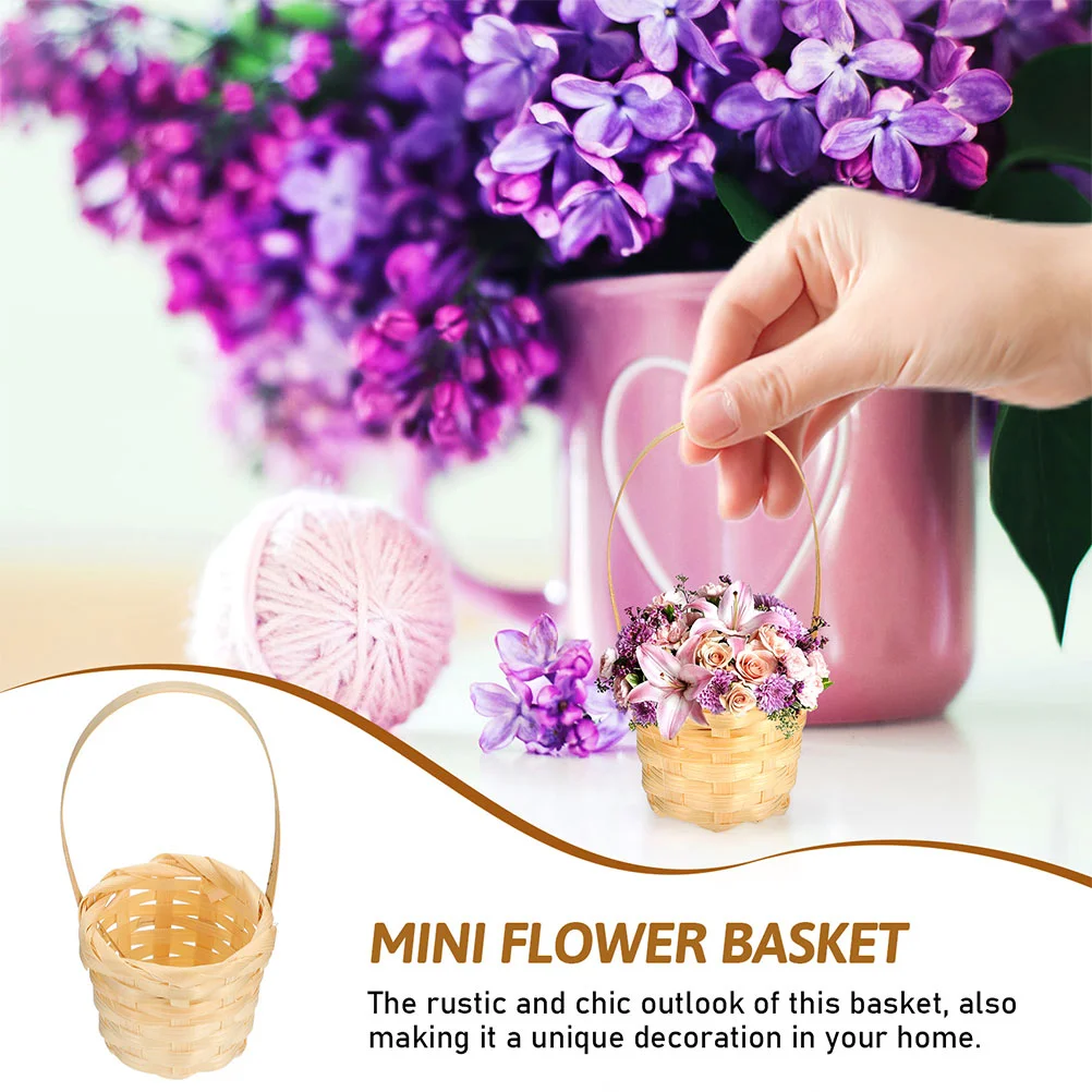 5 Pcs Wicker Mini Flower Basket Small Gifts Micro Landscape Bamboo Girls Wedding