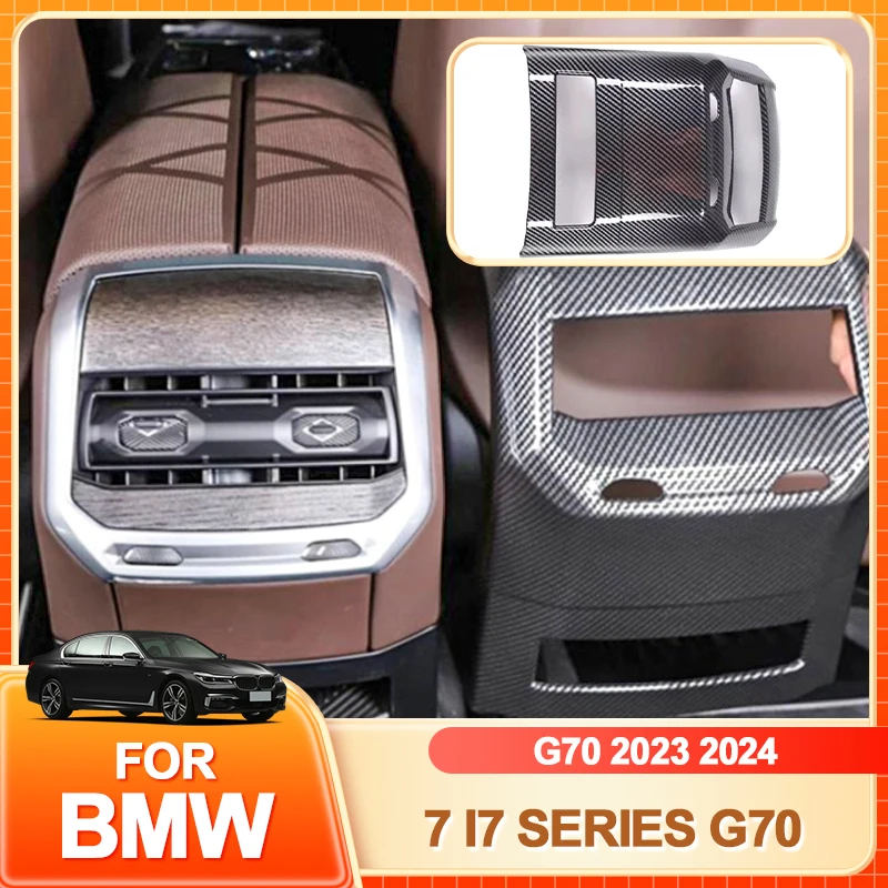 

Glasses Holder Hot ABS Carbon Fiber Car Rear Air Condioning Outlet Vent Frame Trim Cover Sticker For BMW 7 i7 series G70 2023