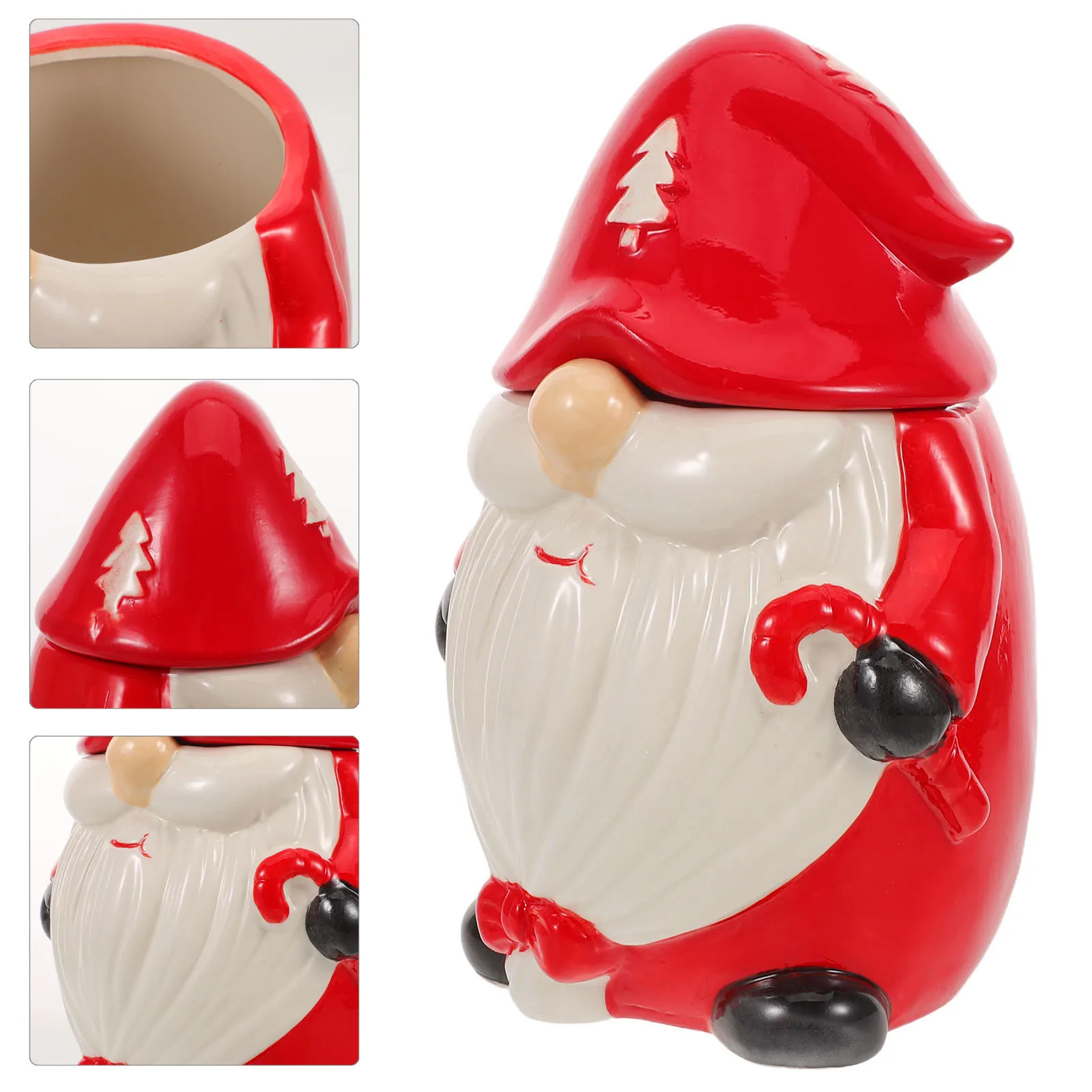 

Mini Ceramic Christmas Jar with Lid Cute Holiday Cookie Container Decorative Snack Storage Box for Kitchen Living Room