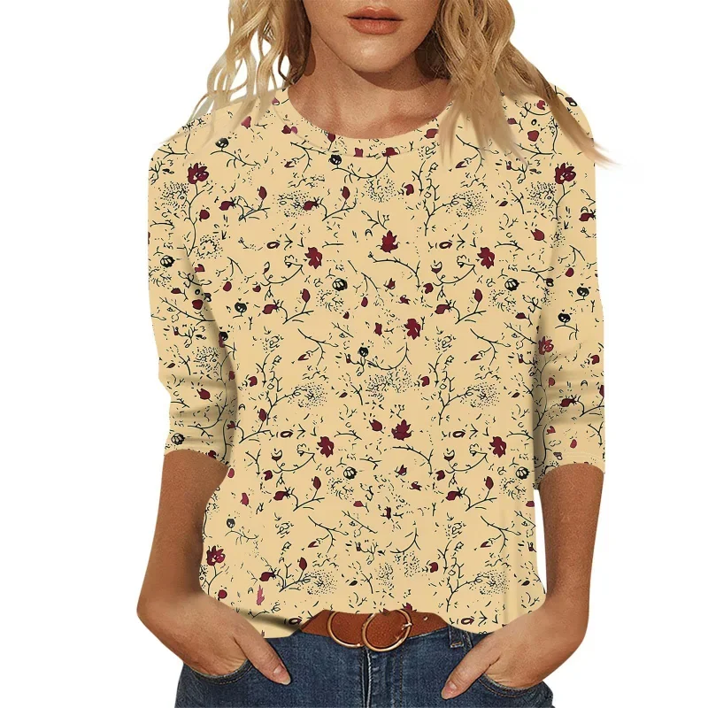 Girls Round Neck Pullover Flowers Geometric Graphic Text Message Fashion Casual Top