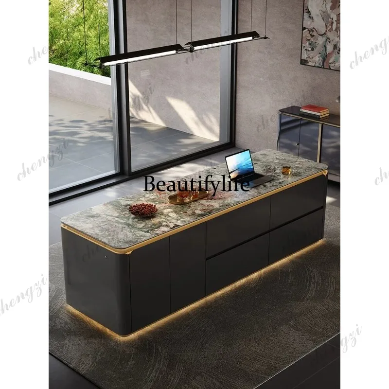 A73 rock slab mid-island integrated open kitchen partition bar premium island table combination