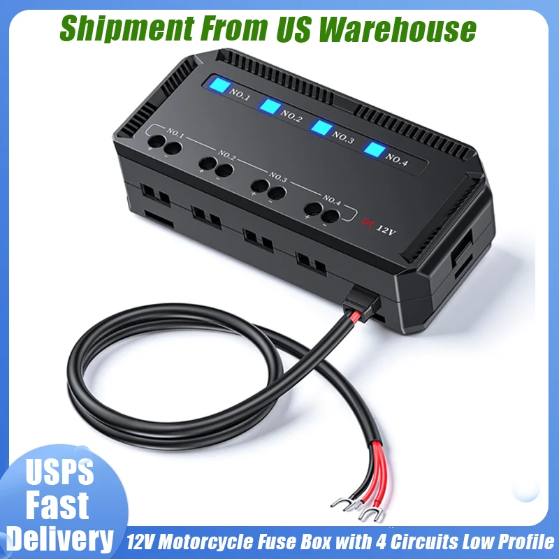 

Блок предохранителей для мотоцикла 12В, универсальный автомобильный блок предохранителей с 4 цепями, низкопрофильный мини-держатель предохранителей с LED-индикатором