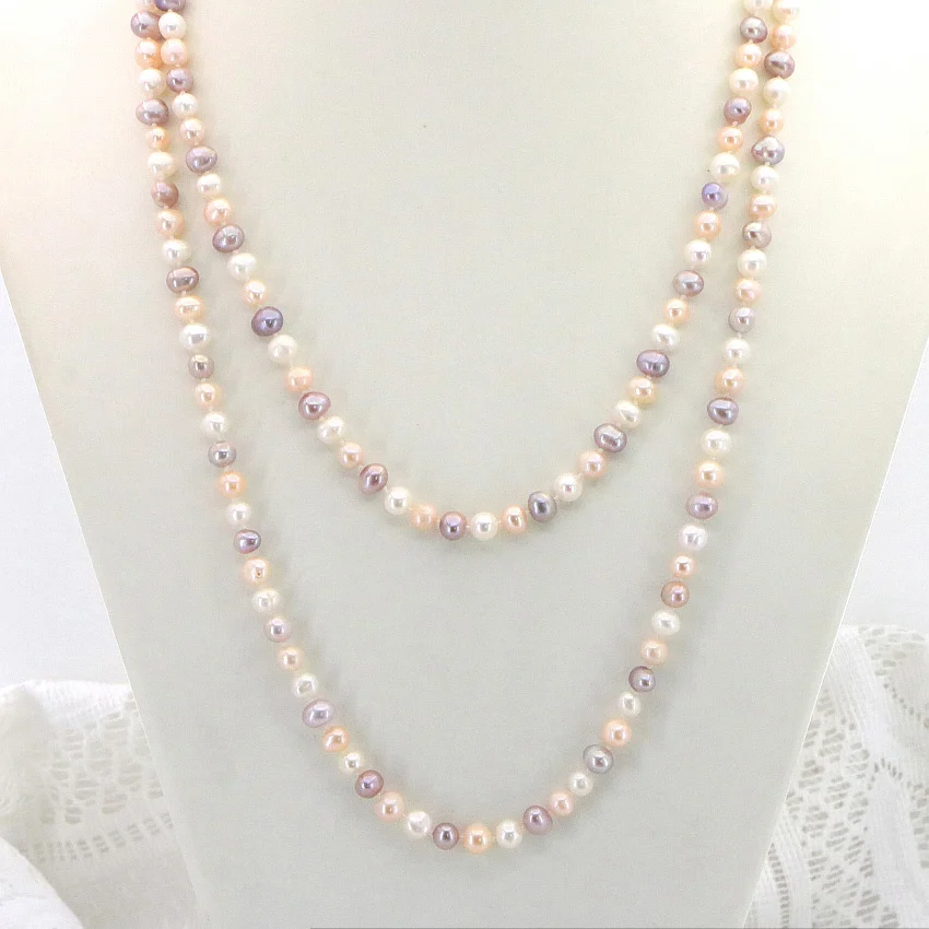 

Discounts 7-8mm Multicolor Pearl Long Necklace 50 Inch DIY Women Jewelry Making Design Fashion Style Wholesale